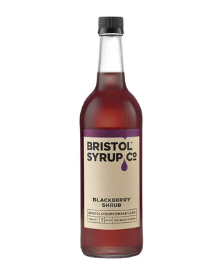 Bottle of Bristol Syrup Co. No.28 Blackberry Shrub in a 750ml glass bottle, berry and vinegar syrup for cocktails