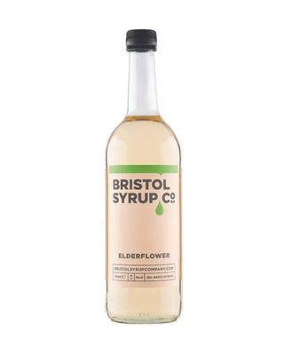 Bottle of Bristol Syrup Co. No.8 Elderflower syrup in a 750ml glass bottle for cocktails, summer coolers and soft drinks